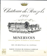 233 - Mivervois - 1981 - Château De Pouzols - Baron Charles De Fournas-Fabrezan - Propriétaire 11120 Pouzols - Rotwein