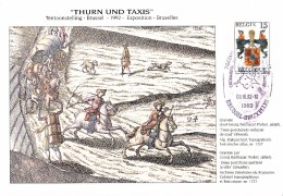 18-07c 2483 EC CS HK BK 2483 FDC Thurn Und Taxis Tassis Belgique Carte Souvenir Armoiries 2 Postillons - Cartes Souvenir – Emissions Communes [HK]