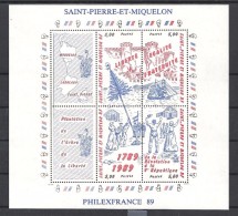 1989  SPM N° BF 03  Nf** .Bloc-feuillet 3 . Bicentenaire De La Révolution Française . Philexfrance 86 - Blocs-feuillets