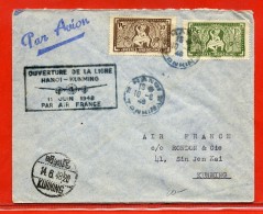 INDOCHINE LETTRE PAR AVION DE 1948 DE HANOI POUR KUNMING CHINE - Storia Postale