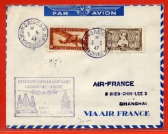 INDOCHINE LETTRE PAR AVION DE 1947 DE SAIGON POUR SHANGHAI CHINE - Covers & Documents