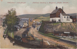 AK Schneeberg Erzgebirge Bahnhof Eisenbahn Zug Gleesberg Bergwerk Weisser Hirsch Bei Schlema Zschorlau Aue Neustädtel - Schneeberg