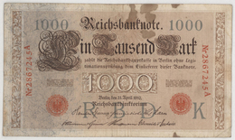 Ein Tausend  Mark / 1 000 Mark - Reichsbanknote - German Reich / Deutsches Reich - Year 1910 - 1000 Mark