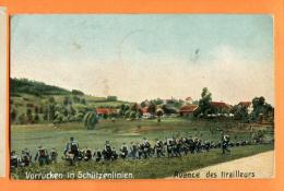 FAS-09 Tirailleurs Vorrücken In Schützenlinien Militaires Militär Stempel Ecole Militaire Colombier 1908 - Colombier