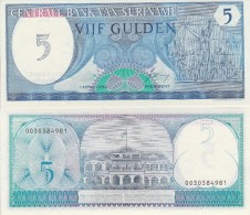 Suriname P-125b, 5 Gulden,Monument Of Revolution / People's Palace 1982 UNC - Surinam