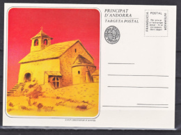 Andorre Viguerie épiscopale église De Sant Cristofor D'Anyos Entier CP Verso Vierge Neuf ** MNH Sin Charmela - Vegueria Episcopal