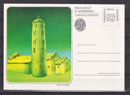 Andorre Viguerie épiscopale église De Santa Coloma Entier CP Verso Vierge Neuf ** MNH Sin Charmela - Episcopal Viguerie