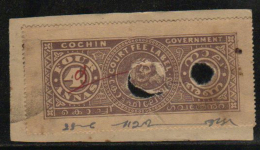 COCHIN  4A Court Fee  Type 24  # 92065 Inde Indien India Fiscal Revenue Fiscaux - Cochin