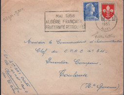 Lettre Algérie Secap =o Alger-Gare (petites Lettres) 19 -3 1959 " Mai 1958 Algérie Française Fraternité Retrouvée " - Brieven En Documenten