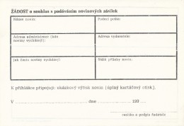 K7845 - Czechoslovakia (1992) Postal Form: 11-032 "Application For Consent To Administration Of Newspaper Shipments" - Zeitungsmarken