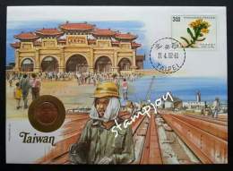 Taiwan Building And Development 1992 Flower Landmark Tourism  FDC (coin Cover) - Brieven En Documenten