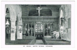 RB 1102 -  Early Postcard - St Giles' South Mymms Church Interior Hertfordshire - Hertfordshire