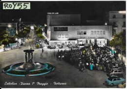 Emilia Romagna-rimini-cattolica Piazza Primo Maggio Veduta Notturna Animatissima Anni 50/60 - Sonstige & Ohne Zuordnung