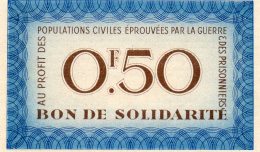 Bon De Solidarité)0,50 FRANCS 7,5O X4,5    AU PROFIT PÖPULATION Française EPROUVEE  2 BONS EN VENTE - Andere & Zonder Classificatie