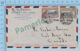 Trinidad & Tobago - Air Mail Aerogramme, British West Indies To Canada Cover GPO Port Of Spain Trinidad 1942 - 2 Sca - Trinidad & Tobago (...-1961)