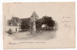 CPA - AINAY-LE-VIEIL - LA PLACE - L'EGLISE - CARTE NUAGE - N/b - 1903 - - Ainay-le-Vieil