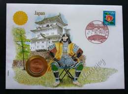 Japan Flower 1990 Tower Plant Flora Samurai FDC (coin Cover) - Lettres & Documents