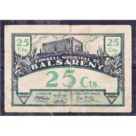 BCNBYMA6205-LBTBIMGC0225-SC.BILLETES DE MARCELONA  DE LA GUERRA CIVIL. 50 CENTIMOS 1937. AYUNTAMIENTO DE BALSARENY - 1-2 Pesetas