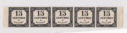 RARE : Timbre-taxe N°4 (15c Noir Litho) Bande De 5 - Signés Et Avec Certificat Philatélie Lyonnaise - 1859-1959 Mint/hinged