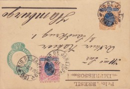 Brazil Uprated Postal Stationery Ganzsache Entero Wrapper Bande RIO DE JANEIRO 1899 HAMBURG Germany IMPRESSOS (2 Scans) - Entiers Postaux