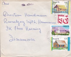 Brazil Via Aerea BAURU San Paulo 1975 Cover Letra HERNING Denmark Gebäude Buildings - Cartas & Documentos