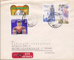 Brazil Via Aerea Label RIO DE JANEIRO 1973 Cover Letra HAMMERUM Denmark Communication Ceramica Karaja - Airmail