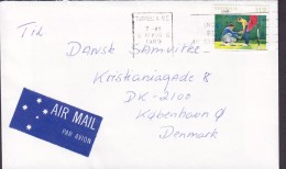 Australia AIR MAIL Par Avion Slogan Flamme TURELLA Mail Centre 1989 Cover Brief Denmark $1.10 Golf Stamp - Covers & Documents