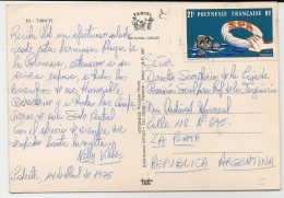 POLYNESIE - 1974 CPA  TAHITI à ARGENTINA - Yvert # 96 - Societé Protectrice Des Animaux - Lettres & Documents