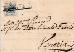 LV175 - LOMBARDO VENETO -Lettera Da MILANO Del 7/6/185? A Venezia Con 45 Cent. Azzurro  2° Tipo -   . Leggi ... - Lombardo-Venetien