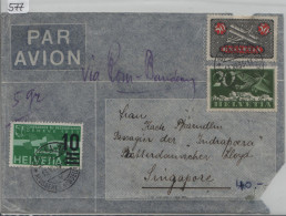 1941 Flugpostmarke F4, F9, F20 Brief Von Basel Nach Singapore Via Rom-Bombay Par Avion - Sonstige & Ohne Zuordnung