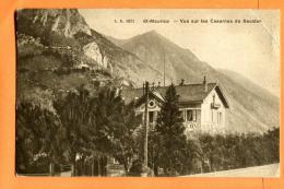 MAR-15 St.-Maurice. Vue Sur Les Casernes De Savatan. Petit Pli Angle Sup. Droit. Cachet 1918 - Saint-Maurice