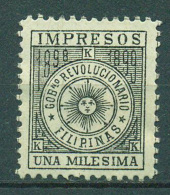 Spain, Colonies, Phillipphines. Telegrafos. 1898, MH. No Gum - Philipines