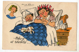 CPA      ILLUSTRATEUR JEAN DE PREISSAC      REVE ET REALITE     COUPLE QUI DORT LE MARI REVE A UNE BELLE BLONDE - Preissac