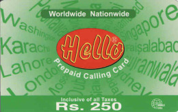 Pakistan Prepaid 250 RS. Card Hello Pak Telecom - Pakistán