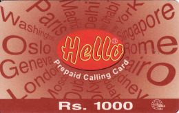 Pakistan Prepaid 1000 RS. Card Hello Pak Telecom - Pakistán