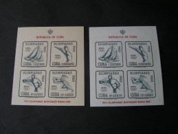 == Cuba , Blöcke Olympiade 1960  Beide Papiersorten  ** MNH - Blocs-feuillets