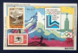 BOLIVIE Jeux Olympiques (olympic Games) LAKE PLACID 80+olympiade 80. Bloc Commemoratif** MNH , Neuf Sans Charniere - Winter 1980: Lake Placid