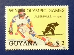 GUYANA Jeux Olympiques (olympic Games) ALBERTVILLE 92 1 Valeur, Neuf Avec Adherence. - Invierno 1992: Albertville