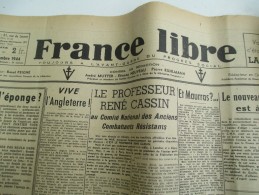 Journal/"France Libre"/à L'avant Garde Du Progrés Social/"Châtier Tous Ceux Qui Ont Trahi"/11 Sept 1944   VJ79 - 1939-45