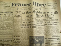 Journal/"France Libre"/à L´avant Garde Du Progrés Social/"Les Conditions D'un Relévement "/8 Sept 1944   VJ83 - 1939-45