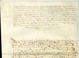 CONTRAT DE VENTE, Grand Parchemin, ROCHECHOUART Et SAINT-JUNIEN, Haute-Vienne, 1618, 3 Pp., Ca. 38 X 28 Cm. Signé DE LA - Manuscrits