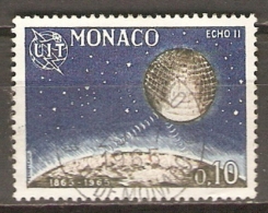 MONACO    -   1965 .  Y&T N° 665 Oblitéré.   UIT  /  Satelilte  ECHO II   - - Usados