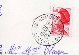 2 Cachets -AUMONT--48-- 1 Manuel + 1 Avec Secap Muette  Sur La Même Carte Postale"Gorges Du Tarn" - Manual Postmarks