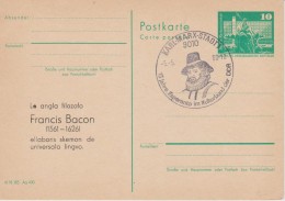 East Germany Postal Stationery DDM 10 Berlin City Hall Special Cancellation Karl-Marx-Stadt Francis Bacon Esperanto - Postcards - Mint