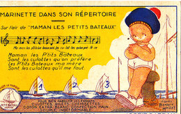 B . MALLET / MARINETTE DANS SON REPERTOIRE _ CARTE PUBLICITAIRE ILLUSTRE " PETIT BATEAU " - Mallet, B.