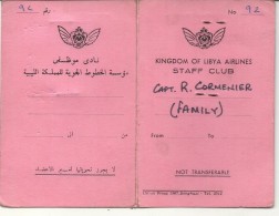 KINGDOM OF LIBYA AIRLINES . STAFF CLUB .CARTE - Other & Unclassified