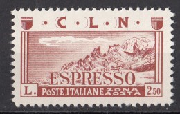Italia 1945 C.L.N Emissione Locale Aosta Montagne L. 2,50 Nuovo - Nationales Befreiungskomitee
