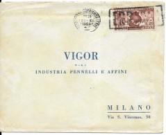 Busta Pubblicitaria Viaggiata 1950 Per Milano Con Francobollo Isolato Bari Fiera Del Levante 1950 - 1946-60: Marcofilia