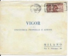 Busta Pubblicitaria Viaggiata 1950 Per Milano Con Francobollo Isolato Bari Fiera Del Levante 1950 - 1946-60: Marcophilie