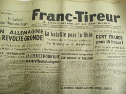 Journal/"Franc-Tireur"/à L´avant Garde De La République/En Allemagne La Révolte Gronde/23Sept 1944   VJ100 - 1939-45